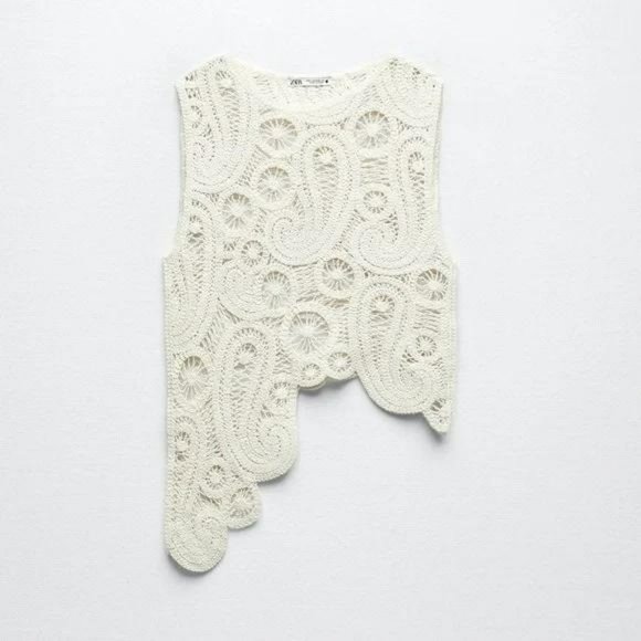 ZARA ASYMMETRICAL CROCHET TOP - Picture 3 of 5